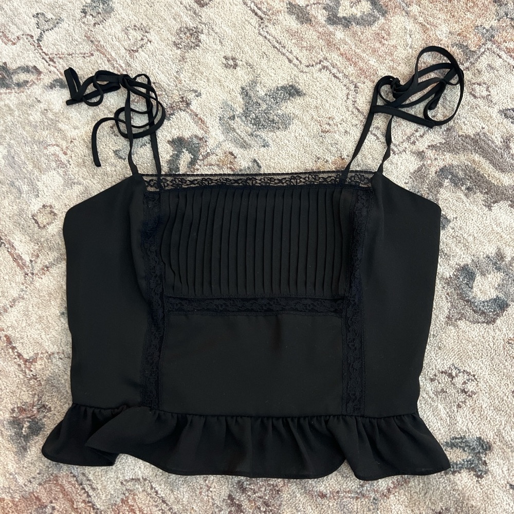 Gianni Bini Black Ruffle Tank Cami 4 Girly